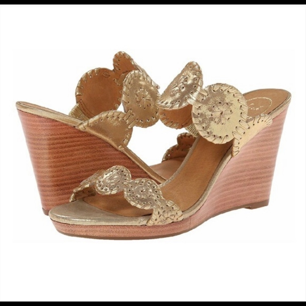 Jack Rogers Gold Slide Wedge Heel Size 7